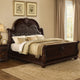 Sany King Size Sleigh Bed w Tufted Headboard | Cherry Brown Veneer