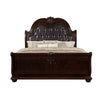 Sany Queen Size Sleigh Bed w Tufted Headboard | Cherry Brown Veneer BM338453