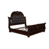 Sany Queen Size Sleigh Bed w Tufted Headboard | Cherry Brown Veneer BM338453