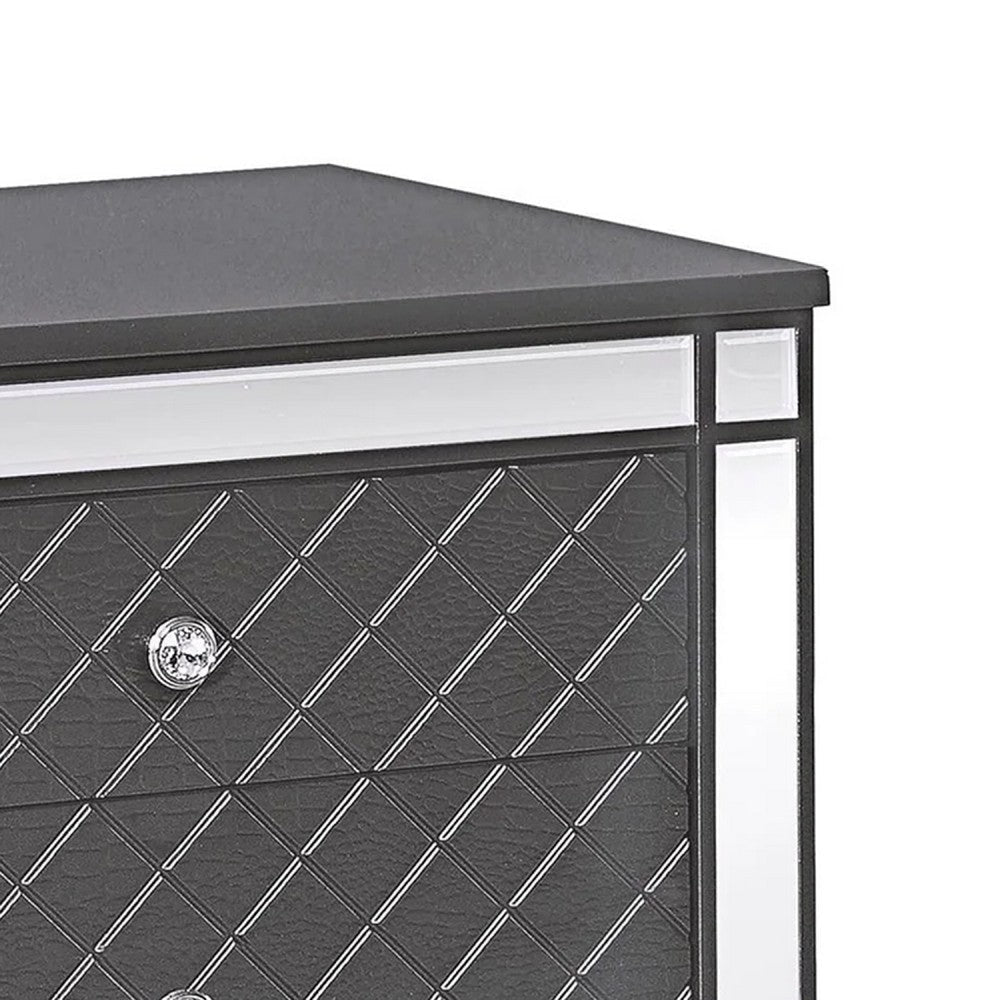 Reff Nightstand | 2 French Dovetail Drawers | Crystal Knobs | Gray BM338454