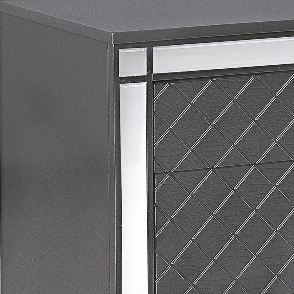 Reff Nightstand | 2 French Dovetail Drawers | Crystal Knobs | Gray BM338454