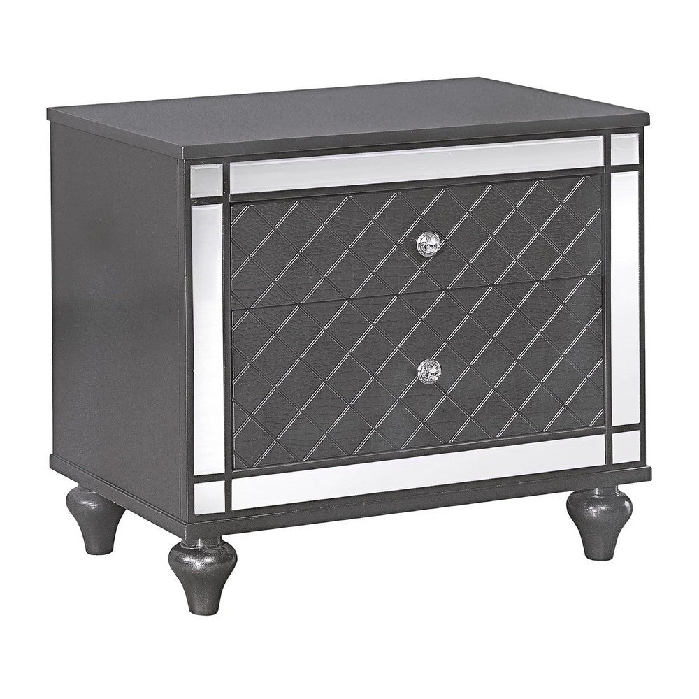 Reff Nightstand | 2 French Dovetail Drawers | Crystal Knobs | Gray BM338454