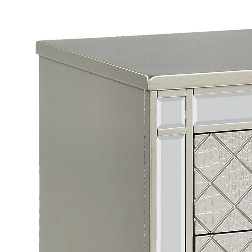 Cristo Nightstand | 2 Dovetail Drawers | Crystal Knobs | Champagne Silver BM338455
