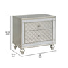 Cristo Nightstand | 2 Dovetail Drawers | Crystal Knobs | Champagne Silver BM338455