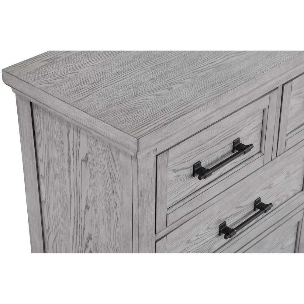 Bix Dresser and Mirror Set | 7 Drawers | Bronze Handles | Light Gray BM338456