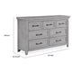 Bix Dresser and Mirror Set | 7 Drawers | Bronze Handles | Light Gray BM338456