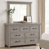 Bix Dresser and Mirror Set | 7 Drawers | Bronze Handles | Light Gray