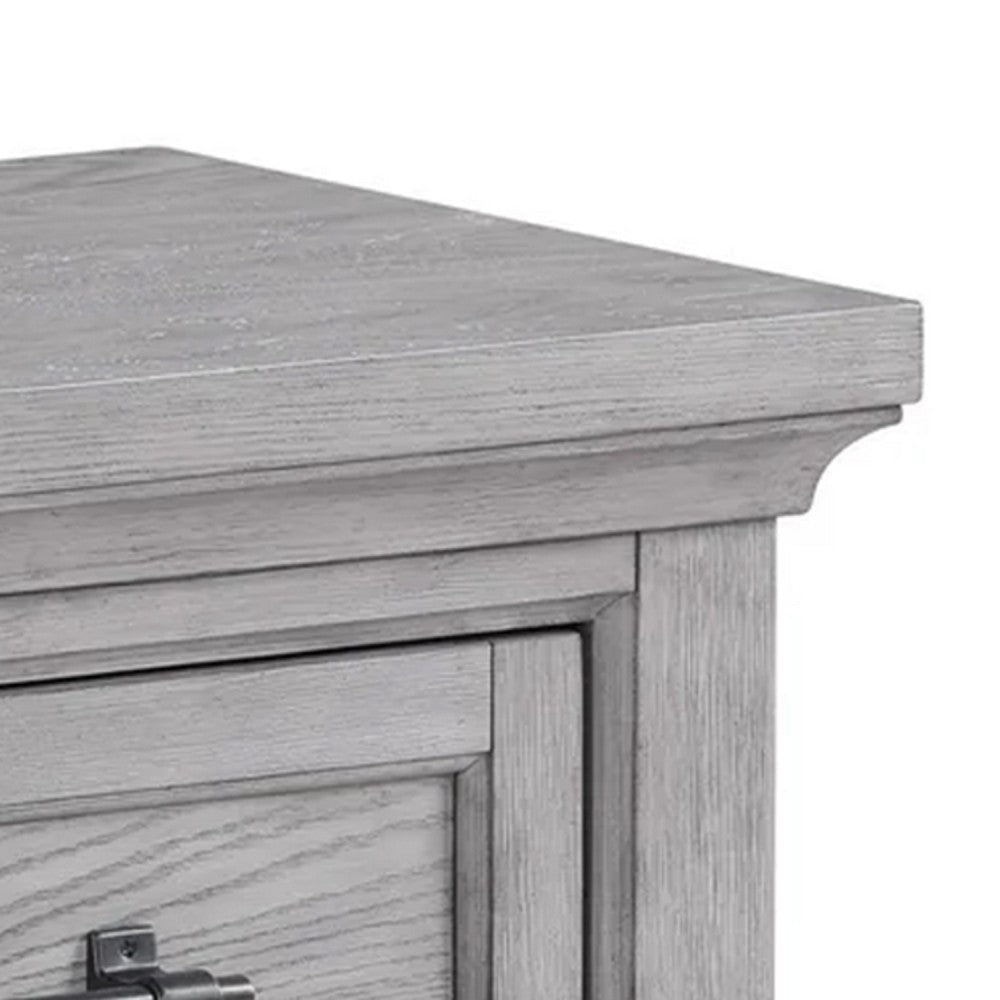 Bix Nightstand | 2 Dovetail Drawers | Bronze Handles | Light Gray BM338457