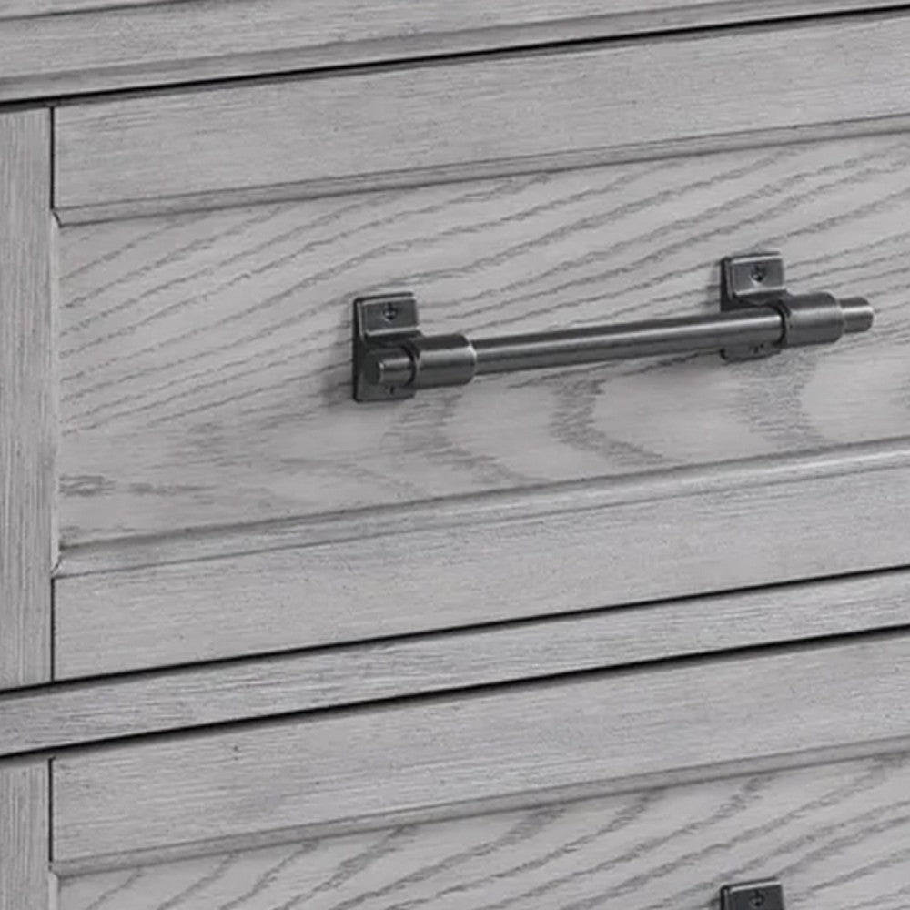 Bix Nightstand | 2 Dovetail Drawers | Bronze Handles | Light Gray BM338457