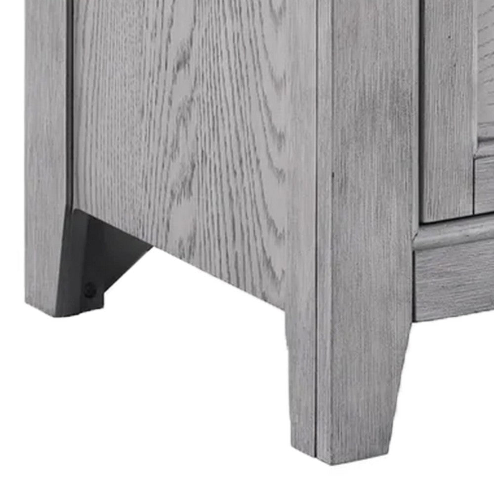 Bix Nightstand | 2 Dovetail Drawers | Bronze Handles | Light Gray BM338457