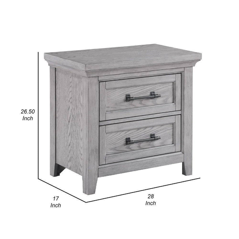 Bix Nightstand | 2 Dovetail Drawers | Bronze Handles | Light Gray BM338457