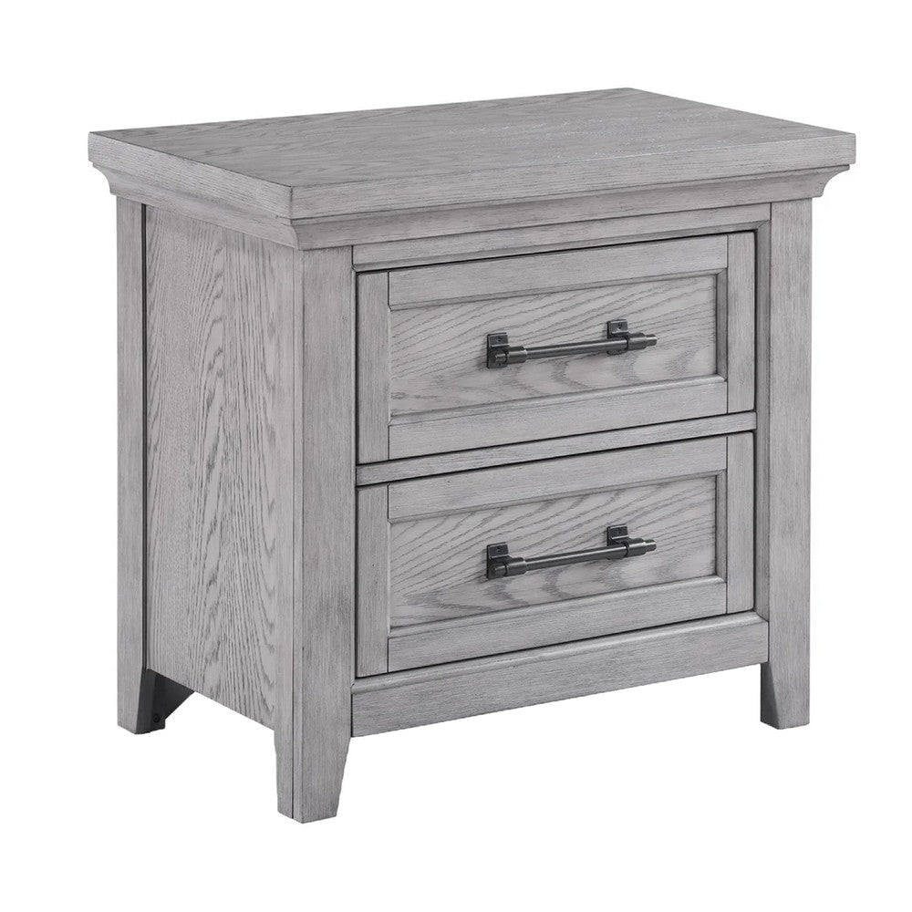 Bix Nightstand | 2 Dovetail Drawers | Bronze Handles | Light Gray BM338457