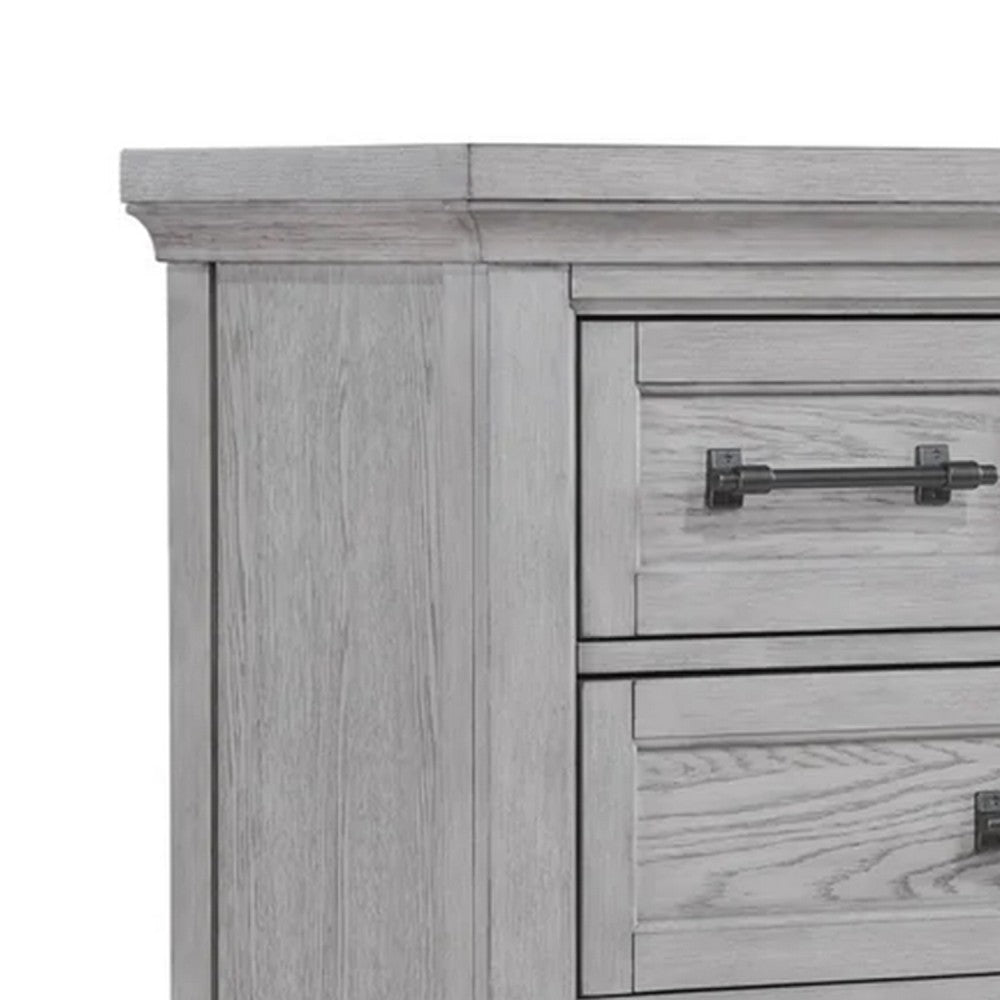 Bix Tall Dresser Chest | 6 Dovetail Drawers | Bronze Handles | Light Gray BM338458