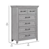 Bix Tall Dresser Chest | 6 Dovetail Drawers | Bronze Handles | Light Gray BM338458