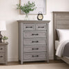 Bix Tall Dresser Chest | 6 Dovetail Drawers | Bronze Handles | Light Gray