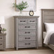 Bix Tall Dresser Chest | 6 Dovetail Drawers | Bronze Handles | Light Gray