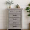 Bix Tall Dresser Chest | 6 Dovetail Drawers | Bronze Handles | Light Gray
