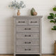 Bix Tall Dresser Chest | 6 Dovetail Drawers | Bronze Handles | Light Gray
