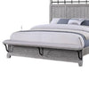 Bix Queen Size Bed w Upholstered Footboard | Light Gray Wood Grain BM338460