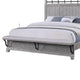 Bix Queen Size Bed w Upholstered Footboard | Light Gray Wood Grain BM338460