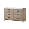 Tily Dresser and Mirror Set | 6 Drawers | White Faux Stone Top | Brown BM338461