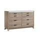 Tily Dresser and Mirror Set | 6 Drawers | White Faux Stone Top | Brown