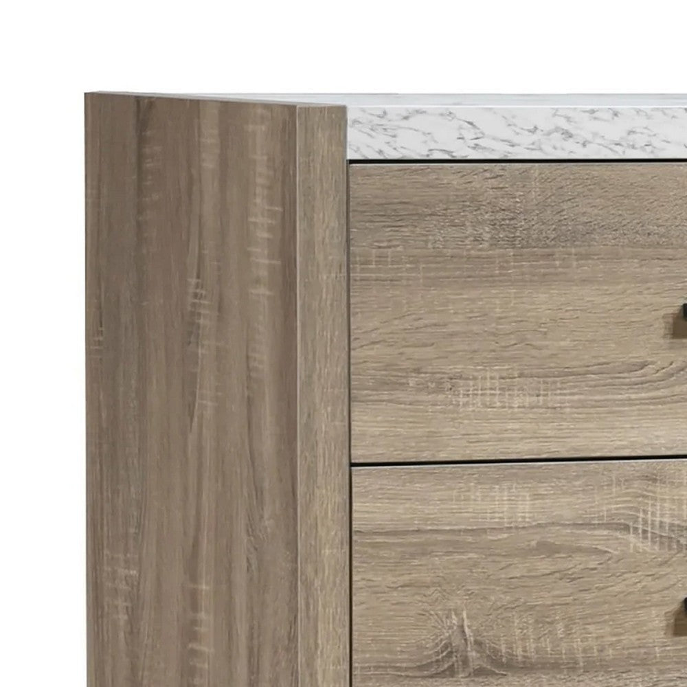 Tily Tall Dresser Chest | 4 Drawers | White Faux Stone Top | Brown BM338463