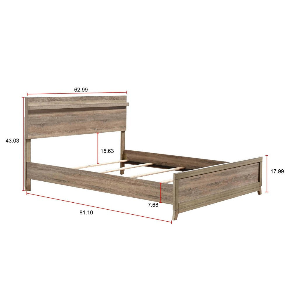 Tily Queen Size Bed w Panel Footboard | Natural Brown Wood Veneers BM338465