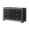Geny 2pc Dresser and Mirror Set | 6 Drawers | Silver Trim | Black Wood BM338466