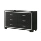 Geny 2pc Dresser and Mirror Set | 6 Drawers | Silver Trim | Black Wood BM338466