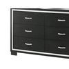 Geny 2pc Dresser and Mirror Set | 6 Drawers | Silver Trim | Black Wood BM338466