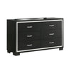 Geny 2pc Dresser and Mirror Set | 6 Drawers | Silver Trim | Black Wood BM338466