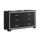Geny 2pc Dresser and Mirror Set | 6 Drawers | Silver Trim | Black Wood BM338466