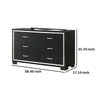 Geny 2pc Dresser and Mirror Set | 6 Drawers | Silver Trim | Black Wood BM338466