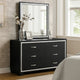 Geny 2pc Dresser and Mirror Set | 6 Drawers | Silver Trim | Black Wood