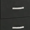 Geny Nightstand | 2 Drawers | Silver Trim and Metal Handles | Black Wood BM338467
