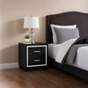 Geny Nightstand | 2 Drawers | Silver Trim and Metal Handles | Black Wood BM338467
