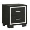 Geny Nightstand | 2 Drawers | Silver Trim and Metal Handles | Black Wood BM338467