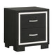 Geny Nightstand | 2 Drawers | Silver Trim and Metal Handles | Black Wood BM338467