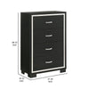 Geny Tall Dresser Chest | 4 Drawers | Silver Trim and Metal Handles | Black BM338468