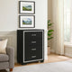 Geny Tall Dresser Chest | 4 Drawers | Silver Trim and Metal Handles | Black