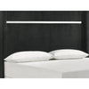 Geny Queen Size Bed w Channel Tufted Headboard | Silver Trim | Black BM338470
