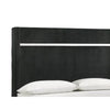 Geny Queen Size Bed w Channel Tufted Headboard | Silver Trim | Black BM338470