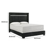 Geny Queen Size Bed w Channel Tufted Headboard | Silver Trim | Black BM338470