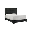 Geny Queen Size Bed w Channel Tufted Headboard | Silver Trim | Black BM338470