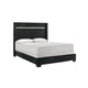 Geny Queen Size Bed w Channel Tufted Headboard | Silver Trim | Black BM338470