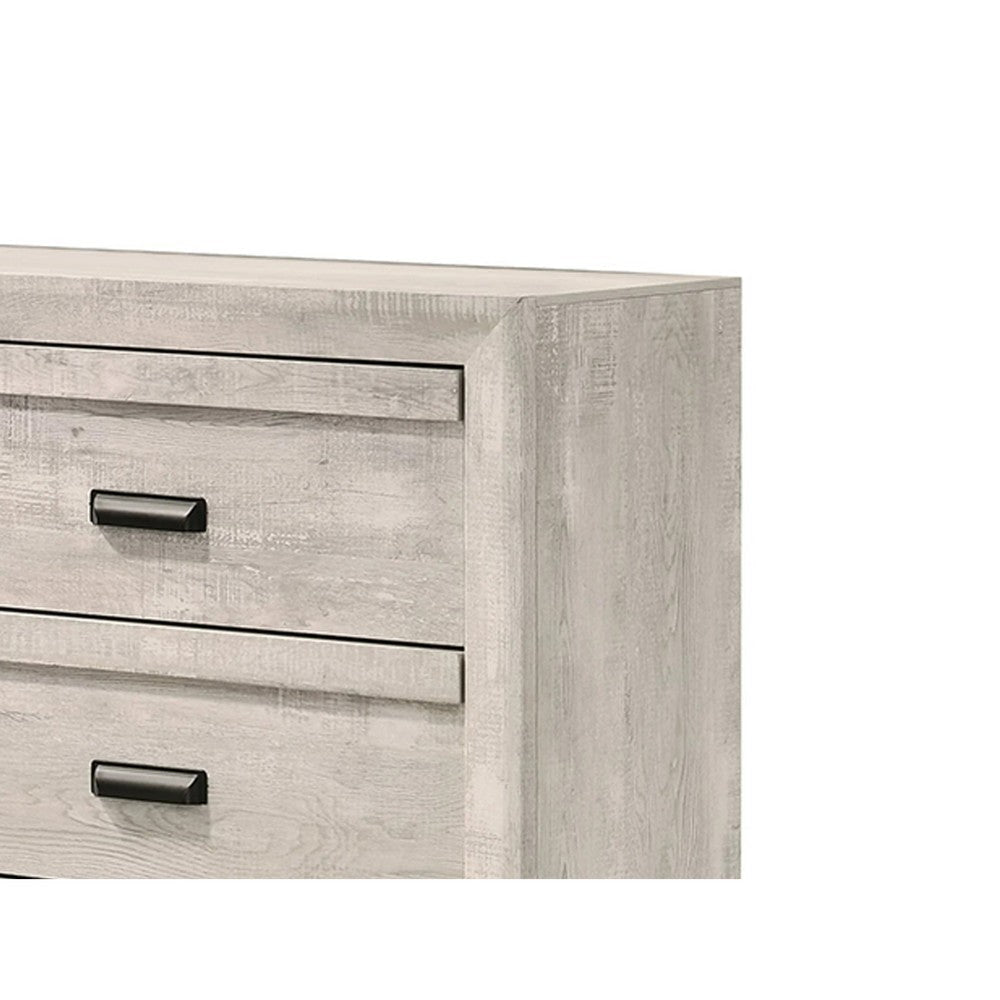 Velz 2pc Dresser and Mirror Set | 6 Drawers | Finger Pull Handles | Beige