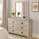 Velz 2pc Dresser and Mirror Set | 6 Drawers | Finger Pull Handles | Beige