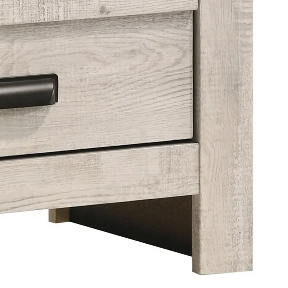 Velz Nightstand | 2 Drawers | Metal Finger Pull Handles | Weathered Beige