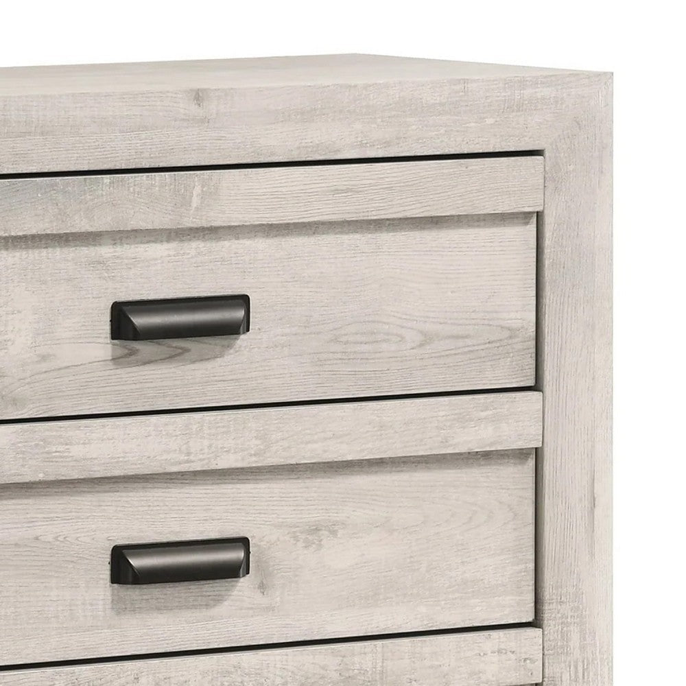 Velz Tall Dresser Chest | 5 Drawers | Finger Pull Handles | Weathered Beige
